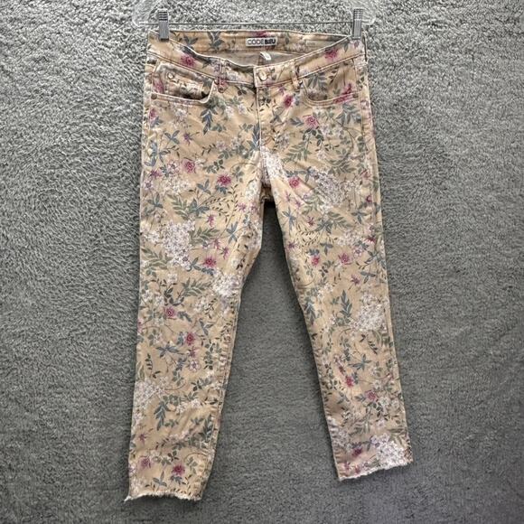 Code Bleu Love Size 6 Crop Floral Denim Jeans Casual Summer Weekend - Picture 8 of 14